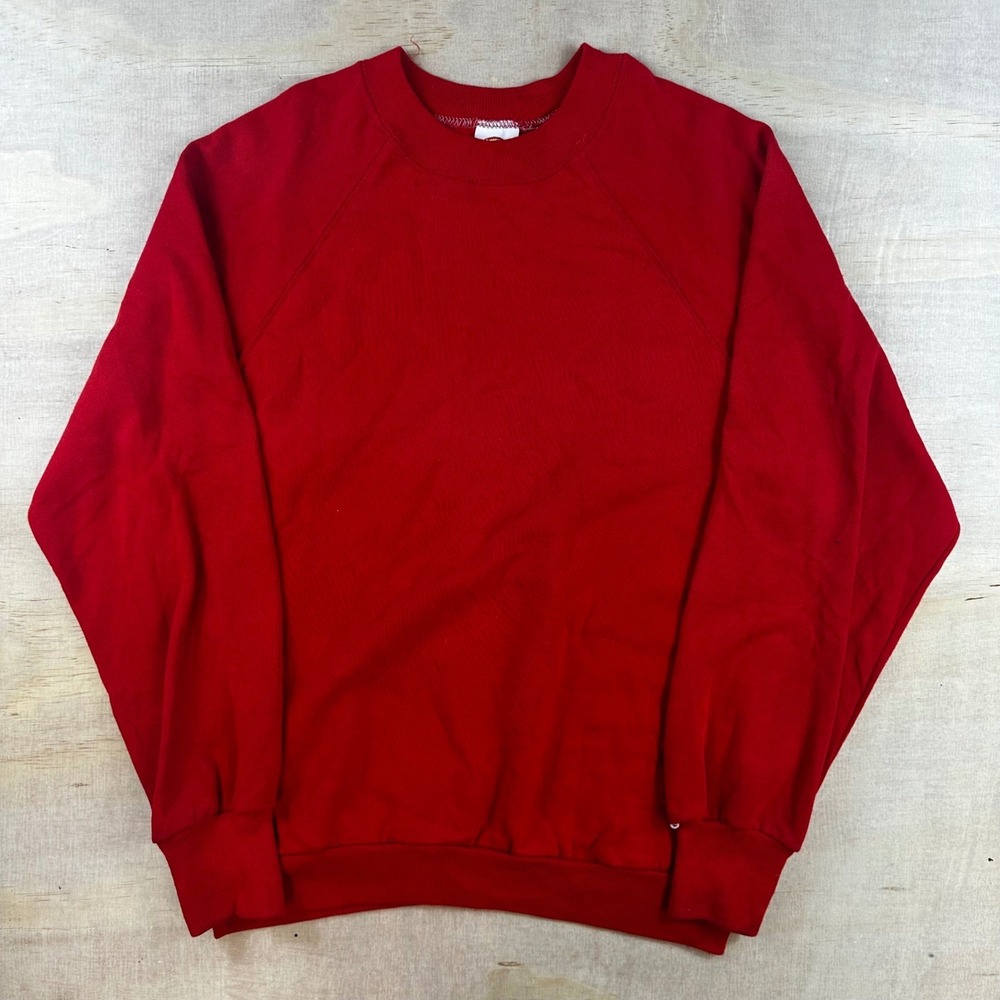 Vintage Dickies Red Crewneck Sweatshirt Mens Medium Made in USA Raglan Solid - Picture 1 of 5
